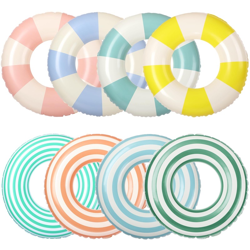 Libima 8 Pcs Inflatable Pool Floats for Adults, Swimming Rings Swim Tube Pool Rings Floaties for Adults Hawaiian Beach Party Dec