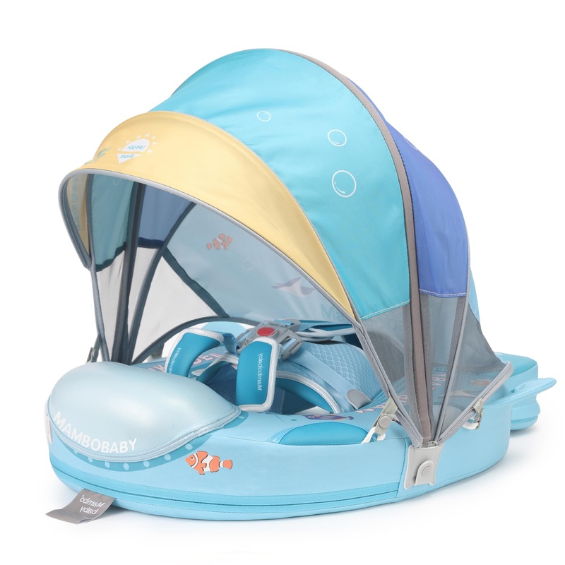 LOGIFTVE Upgread Mambobaby Float with UPF 50+ Sun Protection Canopy Big Buoyancy Non-Inflatable Solid Baby Swim Pool Float for A