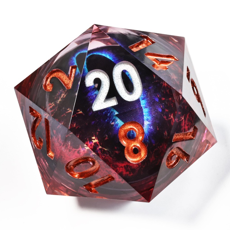 Mini Planet 50mm Chonk D20 DND Liquid Core Dungeons and Dragons RPG Eyeball Handmade Resin Polyhedral Dice