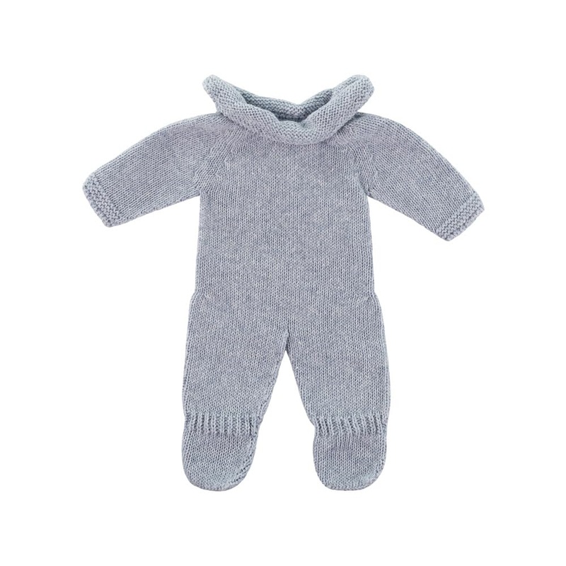 Miniland Clothes for Dolls 12 5/8” Knitted Outfit Blue Gray Color – ECO, Made in Spain, Quality, Role Play, Educational