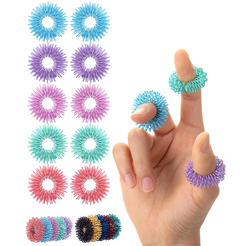 Mr. Pen- Spiky Sensory Rings, 10 Pack, Pastel Colors, Stress Relief Fidget Sensory Toys, Fidget Rings, Fidget Ring for Anxiety,