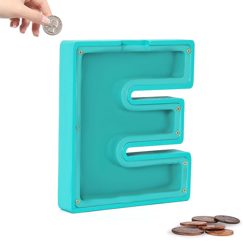 Personalized Wooden English Alphabet Letter Piggy Bank | Creative Gift for Kids & Christmas – 26 Letter Storage Tank & Money Box