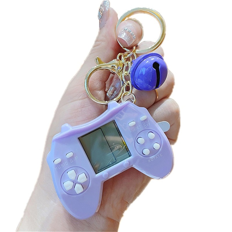 Retro Classic Game Console Pendant Keychain Playable Electronic Miniature Handheld Mini Games Machine with Keychain Ring Gift (N