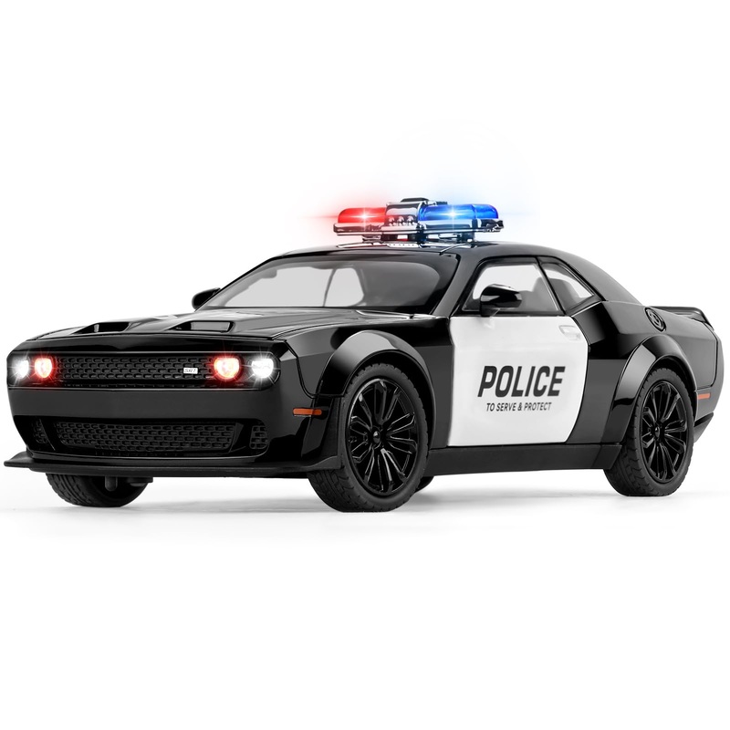 SASBSC Police Car Toys for Boys Age 3-12 1:22 Hellcat Toy Cars Diecast Metal Car Model with Light & Sound Collectable Muscle Car