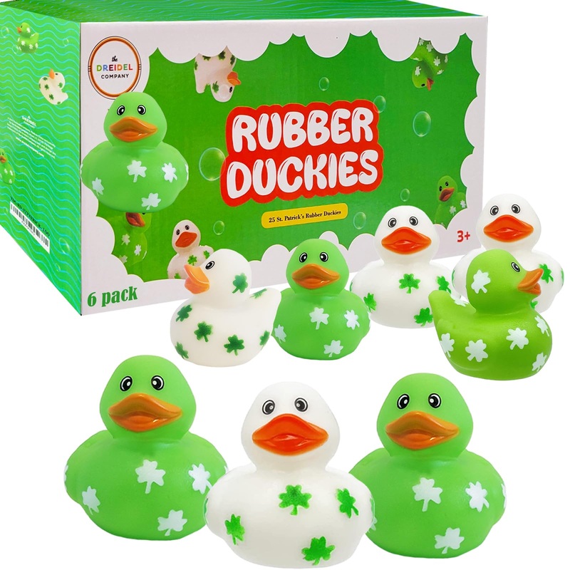 St. Patrick’s Rubber Duck Toy Duckies Shamrock designfor Kids, Bath Birthday Gifts Baby Showers Summer Beach and Pool Activity,