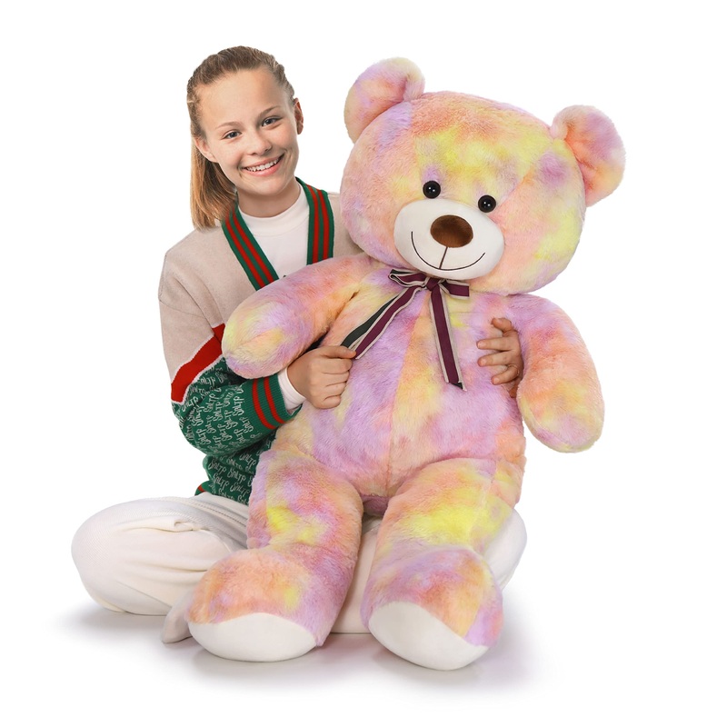 Tezituor 40in Giant Teddy Bear,Big Stuffed Animal Plush,Rainbow Yellow Soft Gifts for Baby Shower, Valentine, Christmas, Birthda