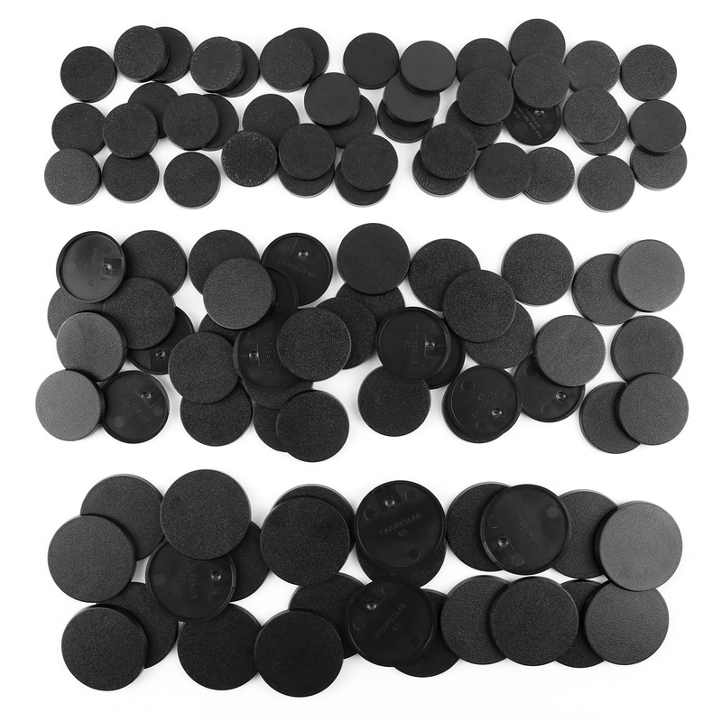 100PCS Miniature Bases with 120PCS Adhesive, 25mm 32mm 40mm Mix Black Round Plastic Model Bases for Gaming Miniatures or Wargame