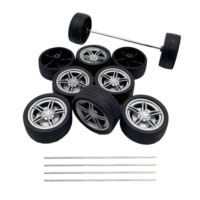 10PCS Toy Car Wheels 40mm Rubber Tire Wheels with Metal Shaft for RC Car Truck DIY Model Toy Wheel Replacement Accessories (3X40