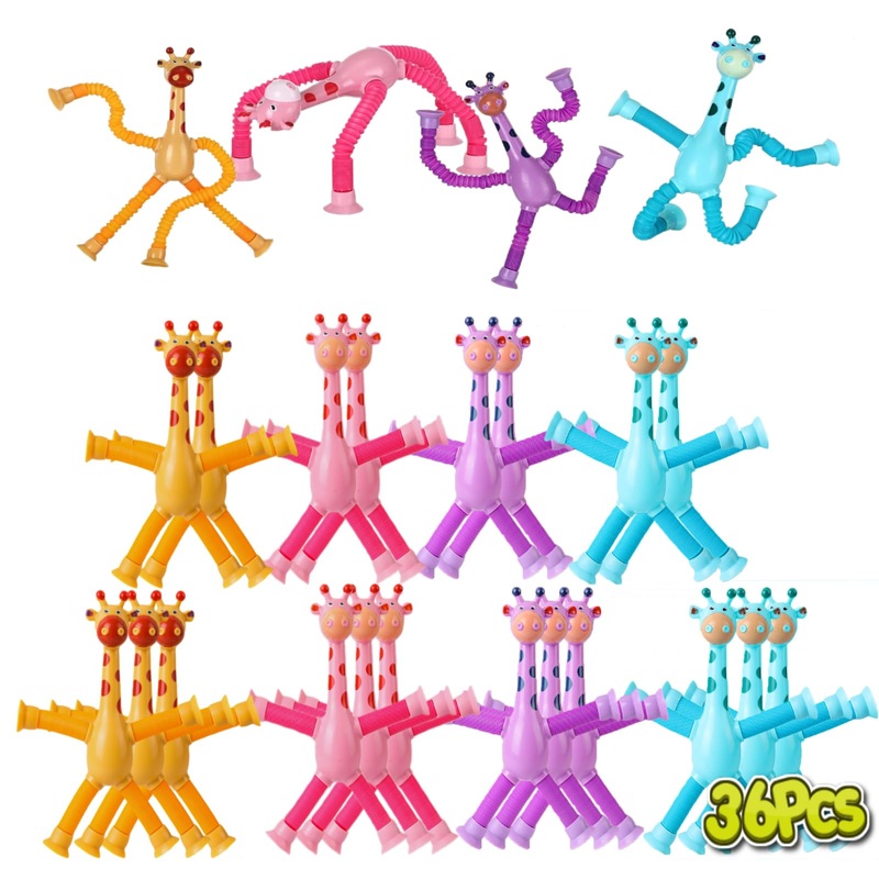 36PCS Telescopic Suction Cup Giraffe Toy,pop Tubes,Toys for Kids,Toddler Travel Toys,Toddler Sensory Toys,figette Toys,Fidget To