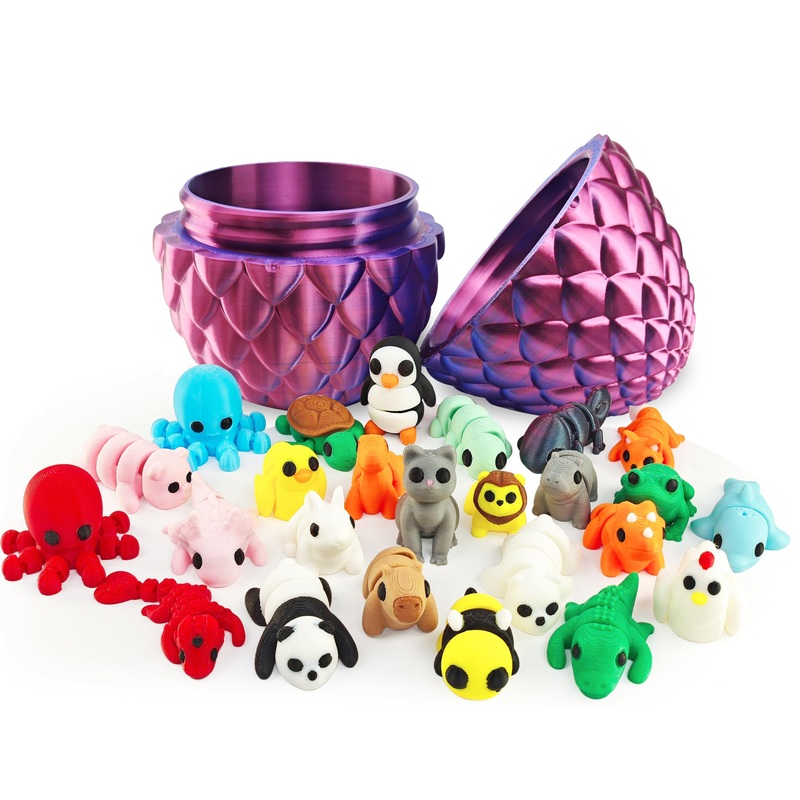 3D Printed Crystal Dragon Egg – Articulated Surprise Egg with Dragon Inside – Unique Fidget and Executive Desk Decoration
