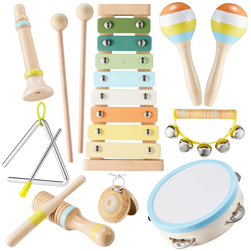 Baby Musical Instruments – Montessori Musical Toys for Toddlers 1-3 Musical Instruments for Toddlers 1-3 Neutral Colors Xylophon