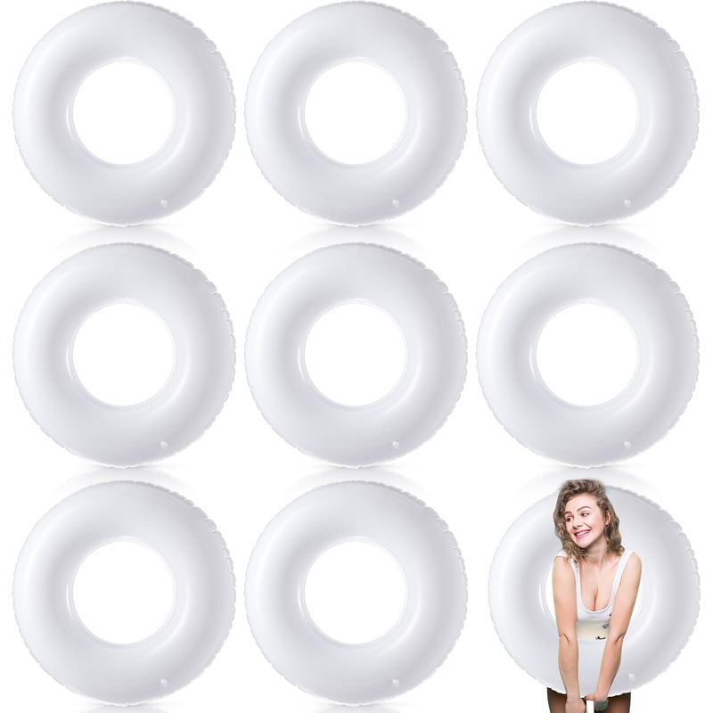 Gemscream 8 Pcs Large Inflatable Pool Float 36 Inches Swimming Ring Pool Floats Adult Inflatable Tube for Summer Vacation Beach