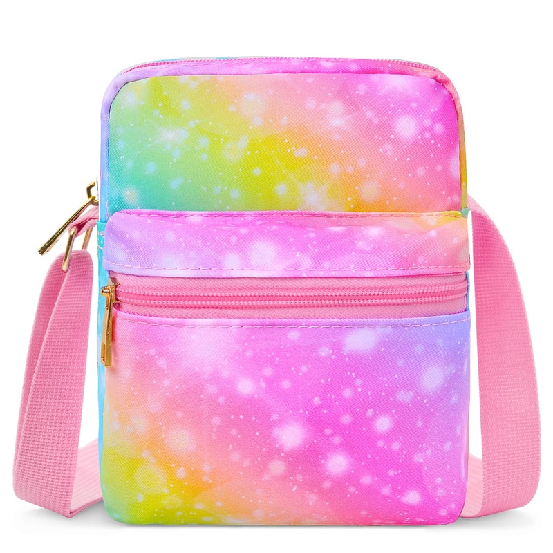 Girls Crossbody Purses For Kids Age 4-12 Purse For Little Girl Small Messenger Bag Cute Shoulder Bag Christmas Gifts Rainbow Pur