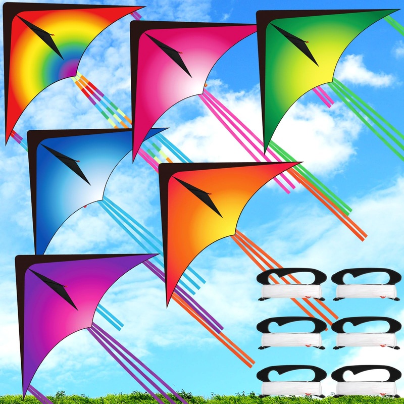 Halloscume Large Delta Kites for Adults Easy to Fly 57.1 Inch with 328.1 ft String Rainbow Beach Delta Kites for Beginner Outdoo