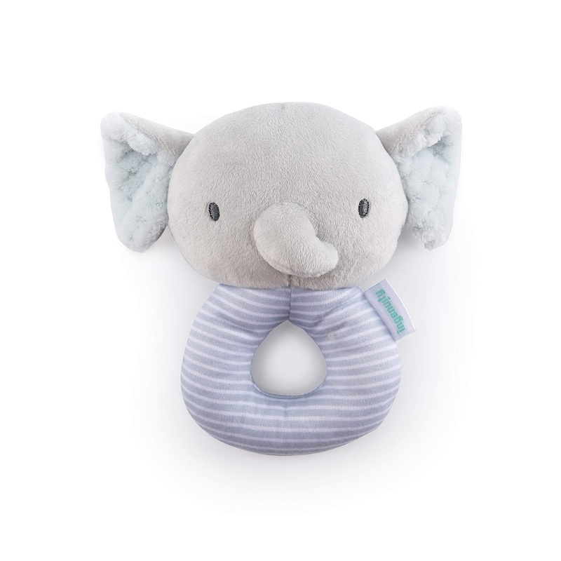 Ingenuity Premium Soft Plush Ring Rattle – Van The Elephant, Ages Newborn and up