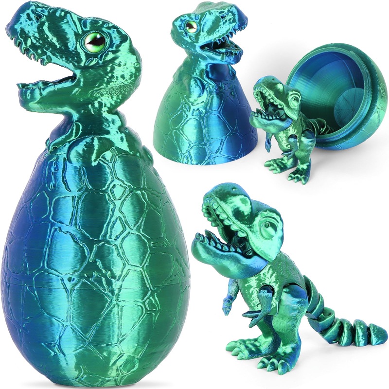 Isfofo 3D Printed Dinosaur Dragon Eggs, Full Articulated Crystal Dragon Fidget Toys (Gold-Red)