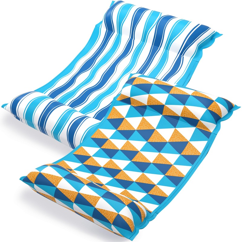 Jasonwell Water Hammock Pool Floats – 2PACK Fabric Inflatable Pool Hammock Float Floaties 4 in 1 (Saddle Lounge Chair Drifter) L