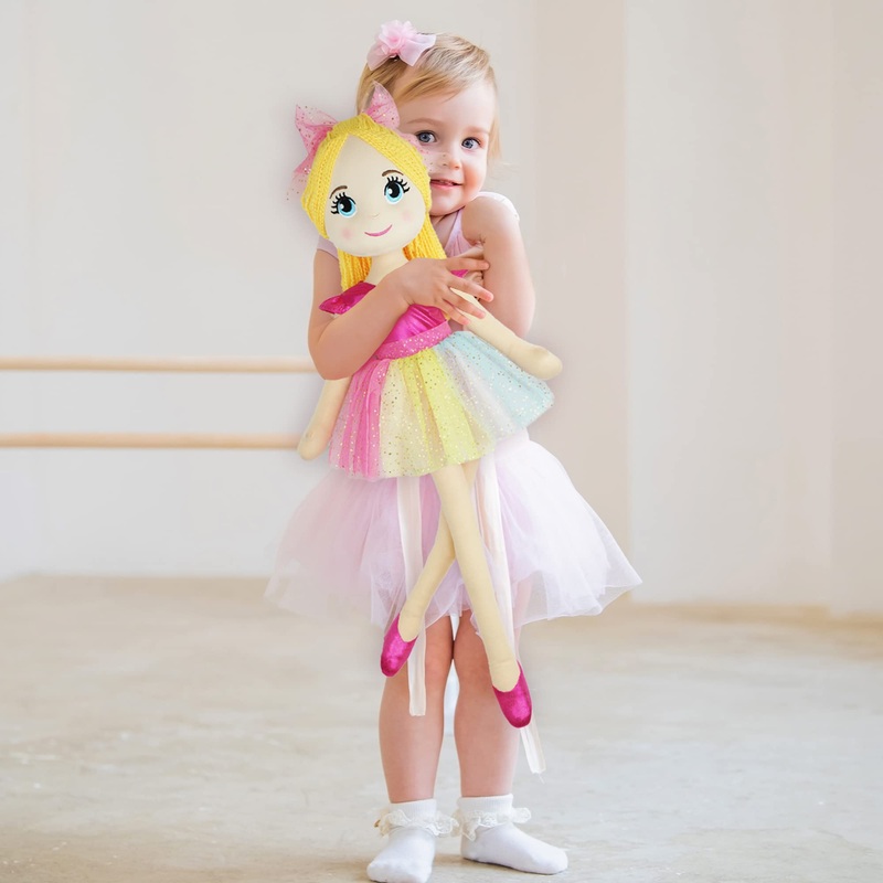 June Garden 30” XL Ballerina Princess Polina – Stuffed Plush Life Size Soft Doll – Pink Outfit – Gift for Toddlers and Little G