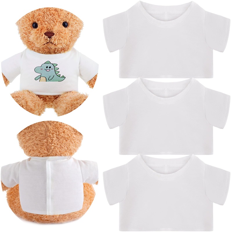 Litherr S 3 Pcs Sublimation Shirt Fit 14-18 Inch Stuffed Bear Blank Stuffed Bear Clothes Plush Bear T Shirts for DIY Make Unique