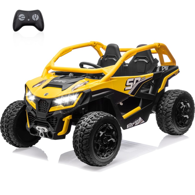 makeapile 24V 2 Seater Ride on Toy for Kids, 21” 4WD/AWD Large Kids’ 10 Ah Power Wheels Car with Remote Control, Electric Car f