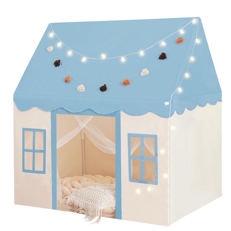 Play Tent with Mat, Star Light Large Kids Playhouse with Windows Easy to Wash, Indoor and Outdoor Play Tents for Kids, Little Do