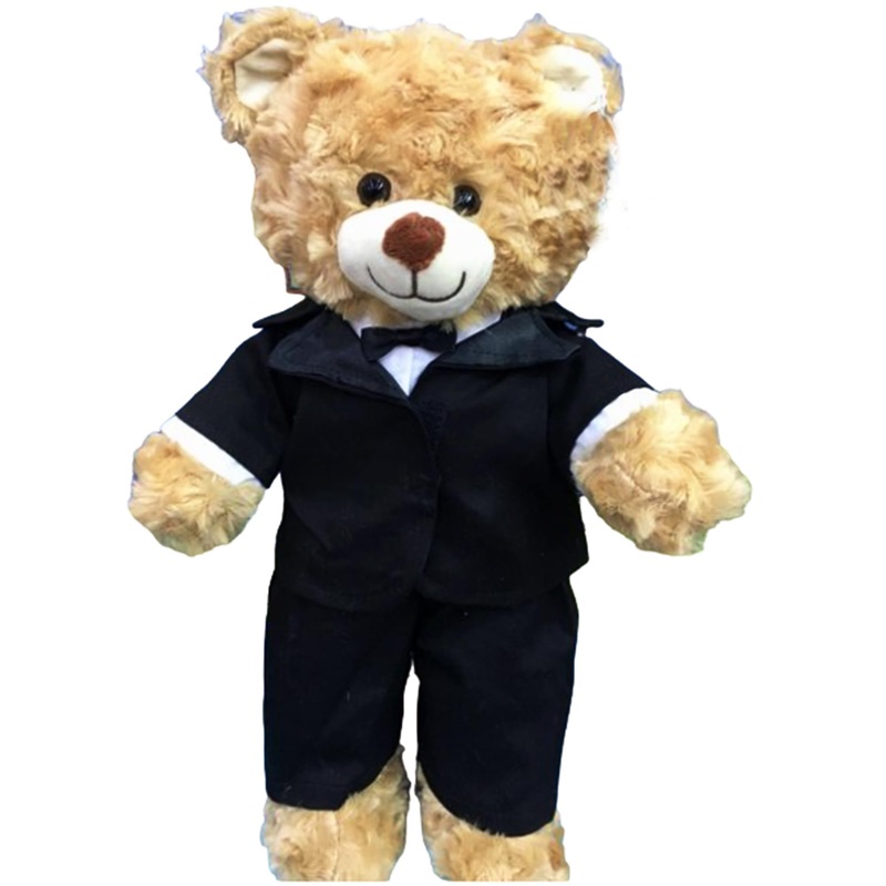 Plush Gear Classic Tuxedo Outfit for 6”-10” Soft Toys, Formal Stuffed Animal Suit with Bowtie, Teddy Bear Dress-Up Clothes for