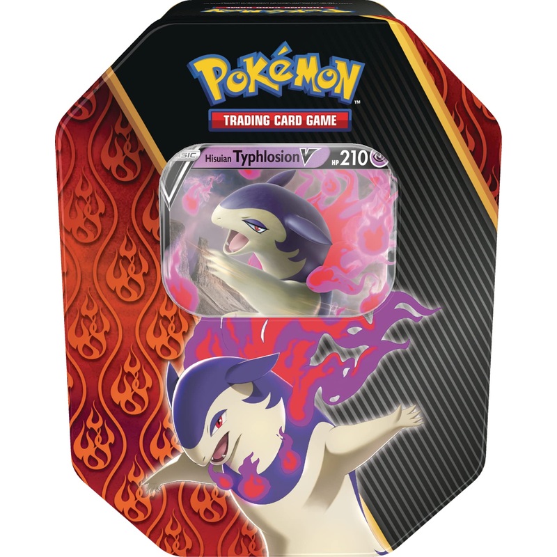 Pok  mon TCG: Divergent Powers Tin – Hisuian Typhlosion V (1 Foil Card & 4 Booster Packs)