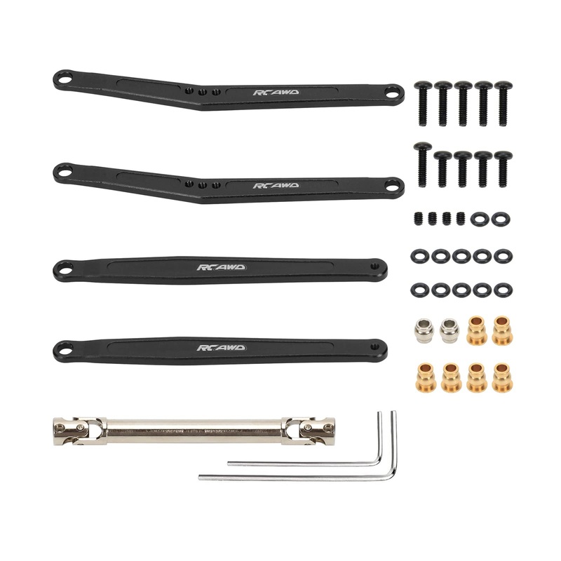 RCAWD for FMS FCX24, 35mm Extended Upper & Lower Linkage & 70mm CVD Center Drive Shaft Upgrades Parts 1/24 Crawlers Black