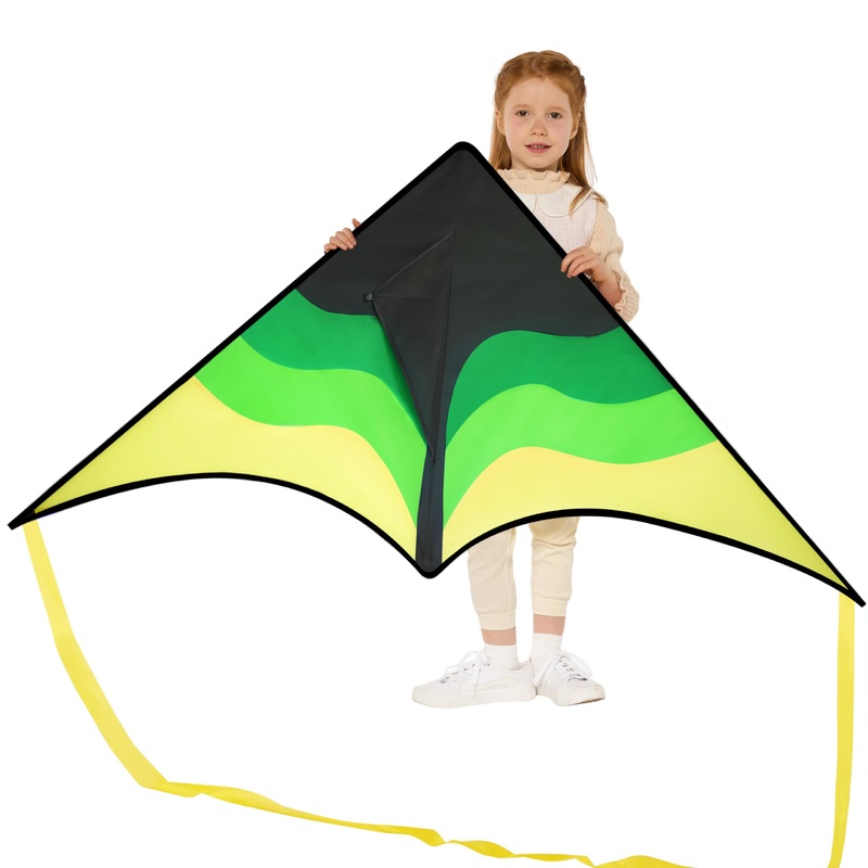SYNCFUN Large Delta Kite Gradient Green- Easy to Fly for Kids and Adults, Beach Kite with 328 ft String for Outdoor Games and Ac