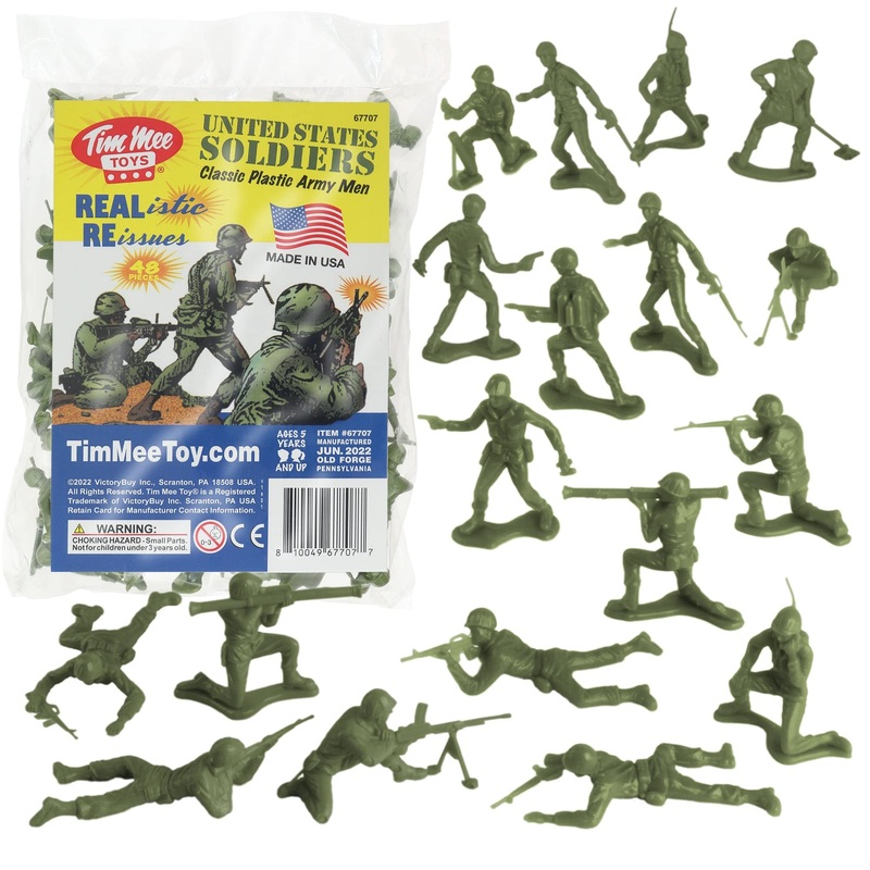 TimMee Plastic Army Men – OD Green 48pc Toy Soldier Figures – Made in USA