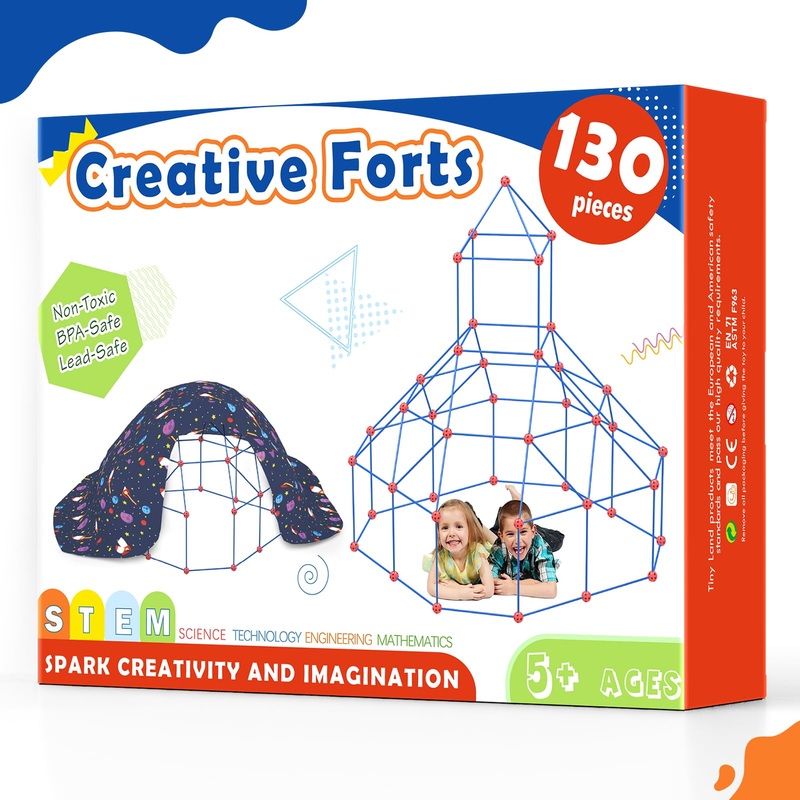 Tiny Land Fort Building Kit Creative Fort Indoor Outdoor For 5,6,7,8 Years Old Boys And Girls Stem Building Toys With Storage Ba