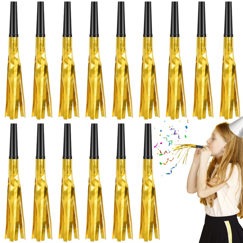Twavang 24 Pcs Glitter Noise Makers Metallic Fringed Party Blower For Adults Birthday Graduation New Years Party Favors Supplies
