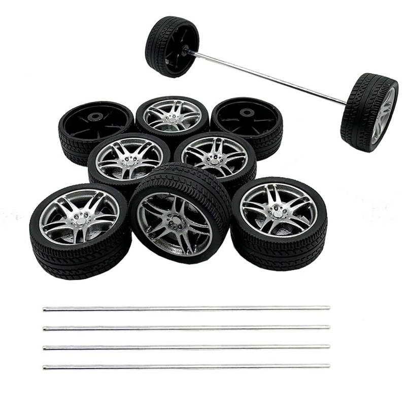 10Pcs Toy Car Wheels 32Mm Rubber Tire Wheels With Metal Shaft For Rc Car Truck Diy Model Toy Wheel Replacement Accessories (2.5X