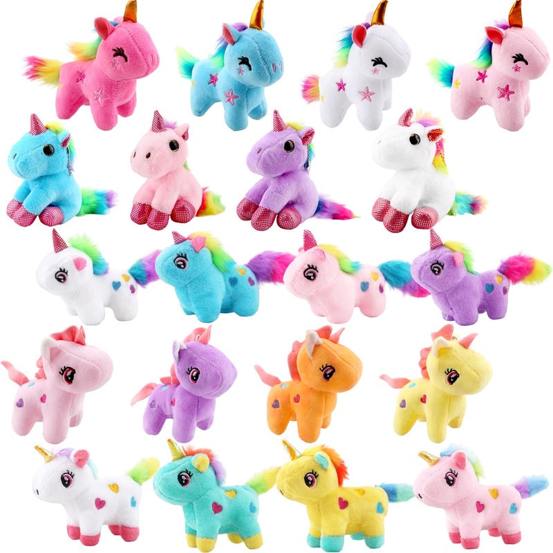20 Pack Mini Stuffed Unicorn Animal Toys Small Plush Unicorn Bulk Rainbow Stuffed Unicorn Keychain For Christmas Easter Wedding