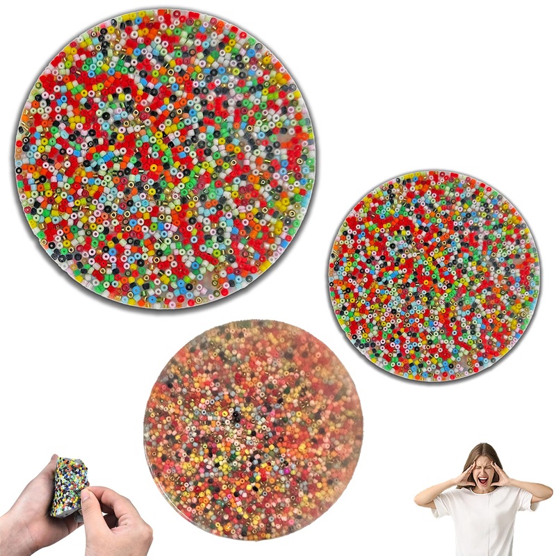 2Pcs Big Picky Pad Skin Picking Fidget Toy, 4” Silicone Picking Fidget Pad Reusable More Beads Trichotillomania Toys For Skin P