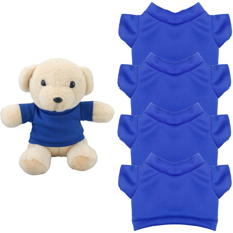 4 Pcs Stuffed Bear Basic T Shirt Clothes For 10-12Inch/12-15.7 Inch, T Shirt Classic Crew Neck Bear, Cute Tiny Clothes Diy Bear