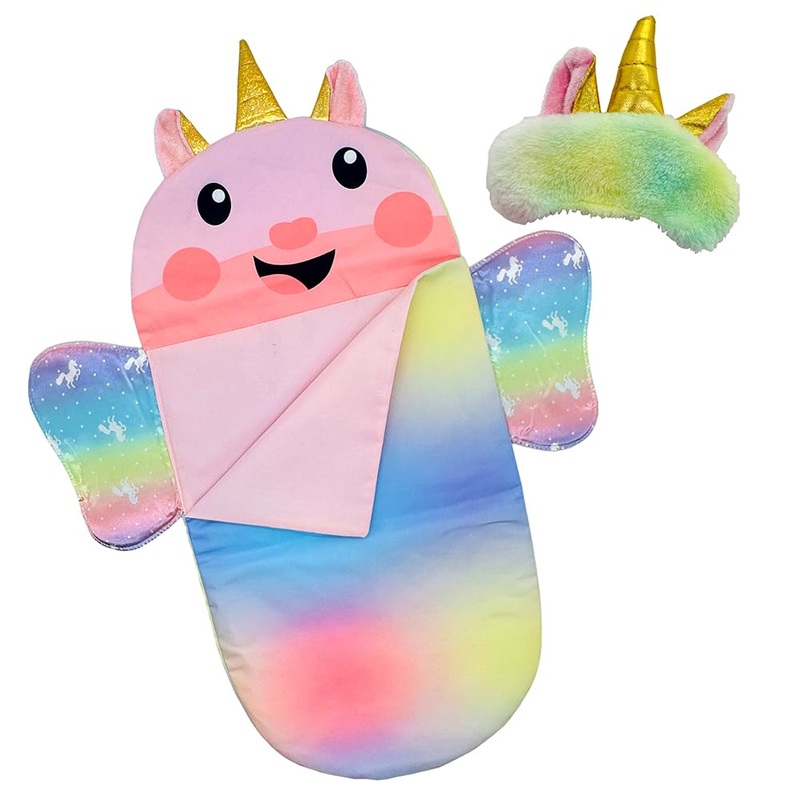 Baby Doll Sleeping Bag Toy Playset Rainbow Unicorn Doll Bedding Slumber Bed Accessories With Eye Mask Doll Unicorn Style Sleepin