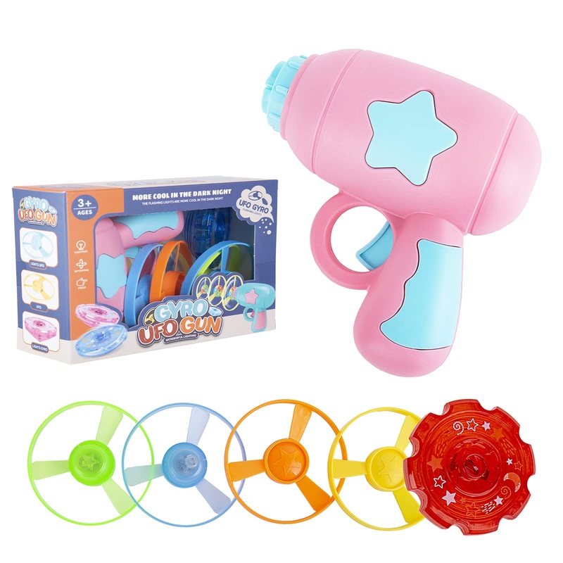 Berry President Flying Saucer Toy, Flying Disc Launch Playset With Rotating Flash Light, Indoor Outdoor Twist Shoot Toy For Kids