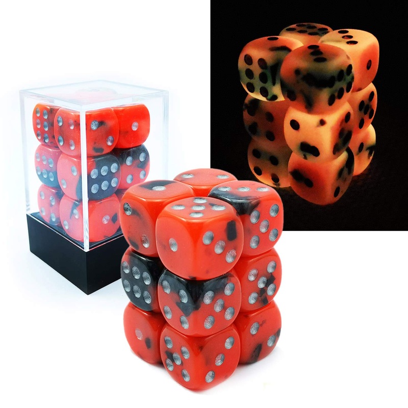 Bescon Two Tone Glowing Dice D6 16Mm 12Pcs Set Hot Rocks, 16Mm Six Sided Die (12) Block Of Glowing Dice