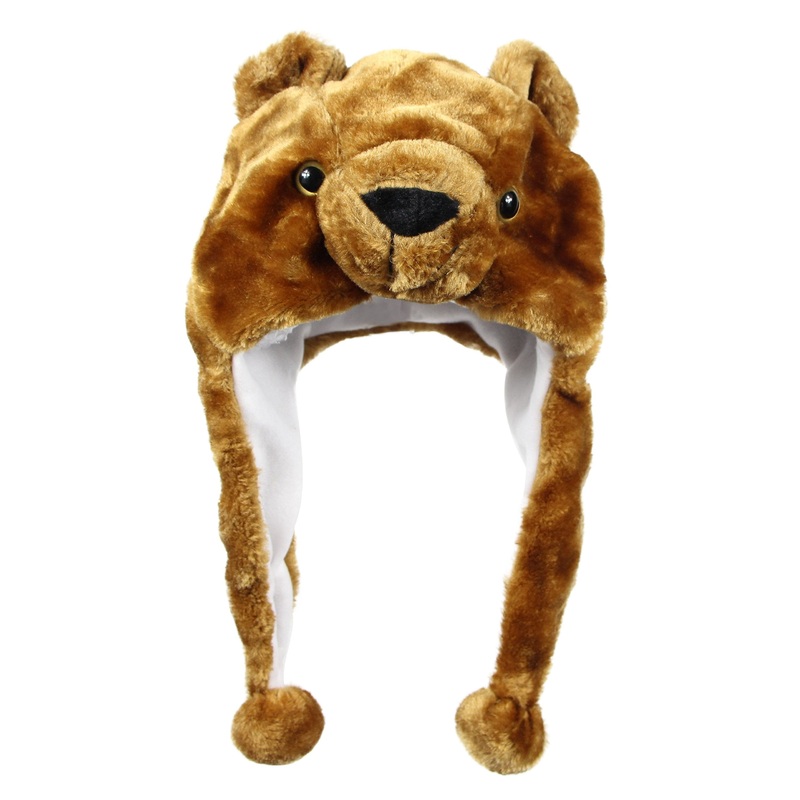 Bioterti Plush Fun Animal Hats -One Size Cap – 100% Polyester With Fleece Lining (White Leopard)