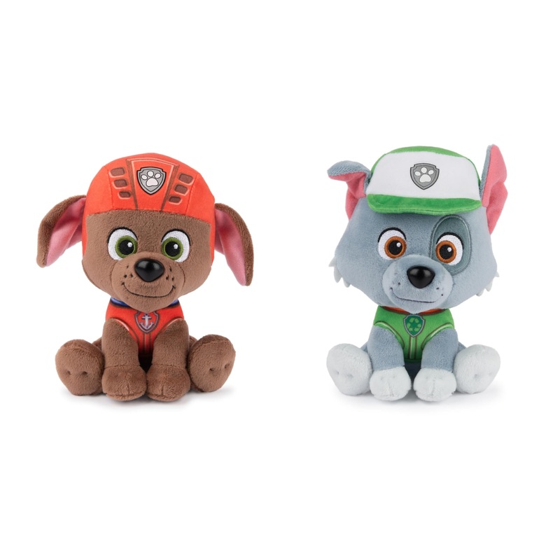 Bundle Of 2 Gund 6 Inch Stuffed Animal Characters, Water Rescue Zuma And Recycling Rocky
