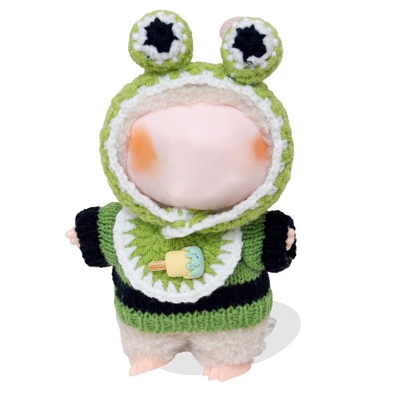Clothes For Labubu 17Cm Labubu Accessories Crochet 3 Piece Set Outfits For Labubu(Frog)