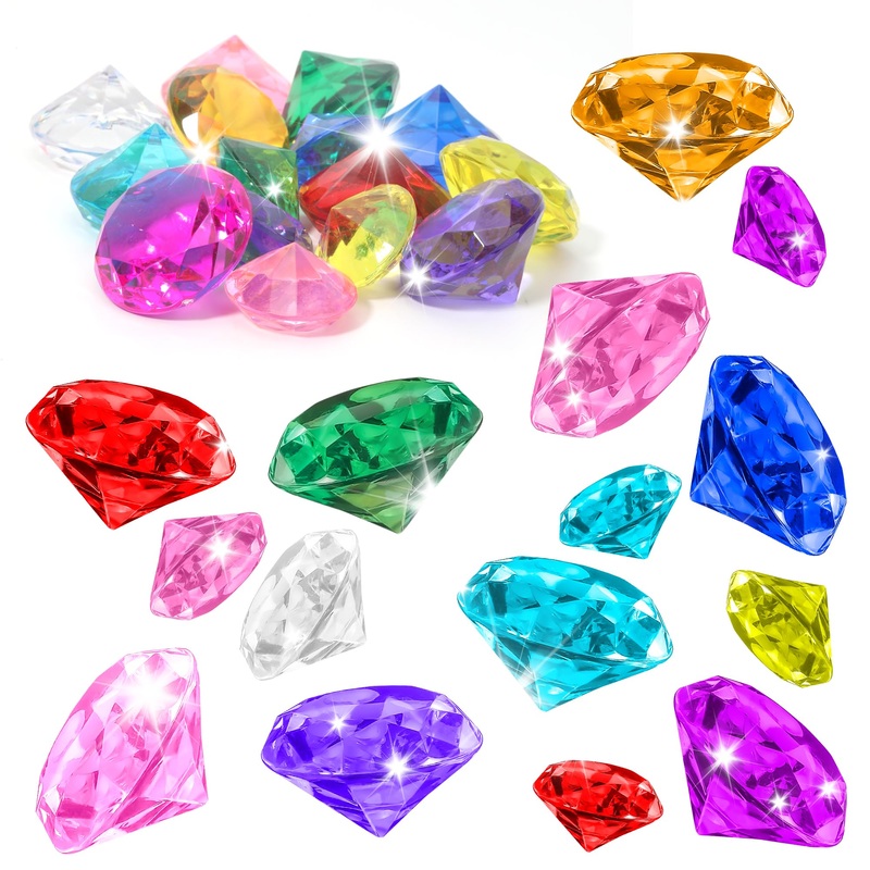 Diving Gems For Pool, Diving Gem Pool Toys, 15 Big Colorful Diamond Pirate Treasure Summer Underwater Gemstone Swimming Training