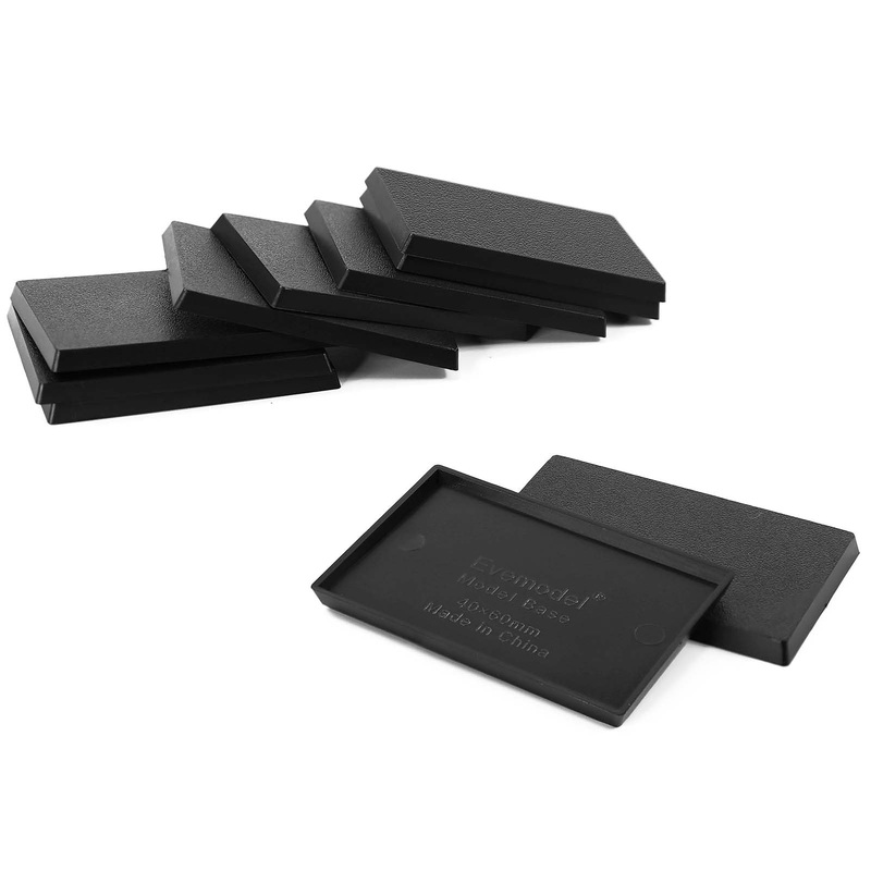 Evemodel Rectangle Model Bases Black Plastic For Wargames Table Top (40 * 60Mm-20Pcs)
