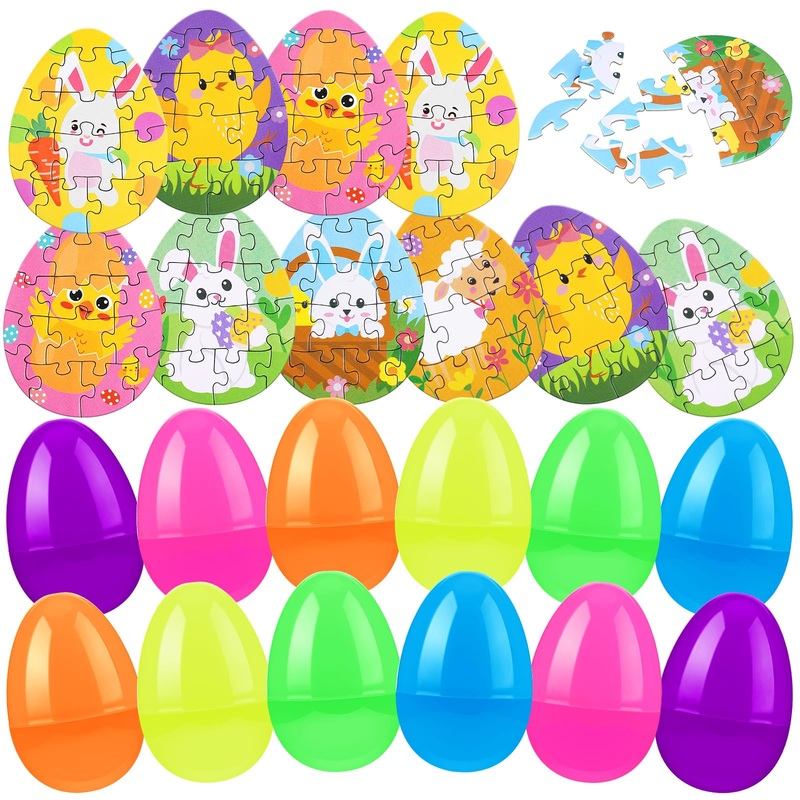Gemscream 30 Sets Mini Easter Egg Puzzles For Kids Colorful Easter Eggs With Puzzles Mini Game Egg For Party Favors Hunt Supplie