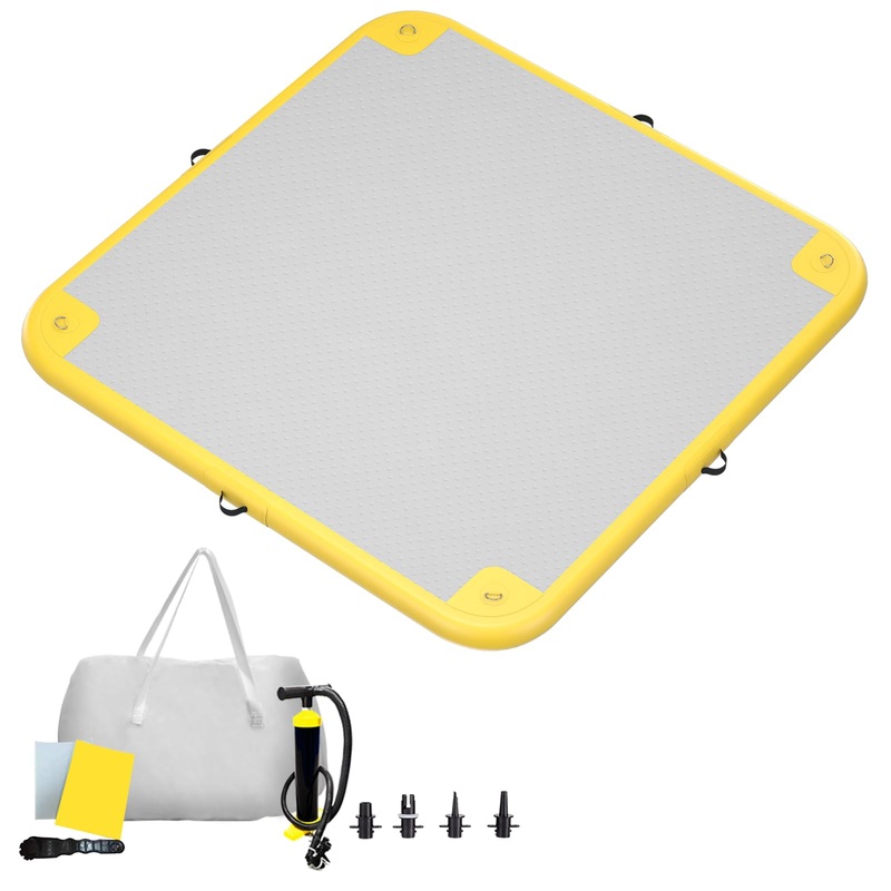 Gonflable Inflatable Floating Dock For Adult, 6X6Ft Inflatable Water Platform Raft With Air Pump& Storage Bag, Floating Island M