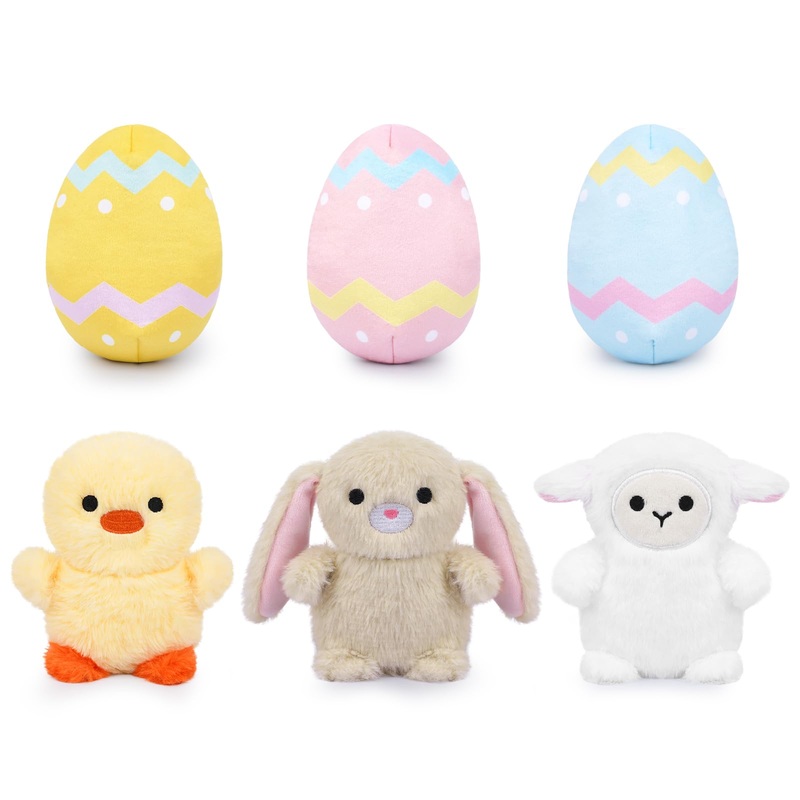 Kophinye Easter Plush, 3Pcs Easter Egg Plush With Bunny Plush Chicken Plush Sheep Plush, Soft Easter Stuffed Toy For Kids Boys A