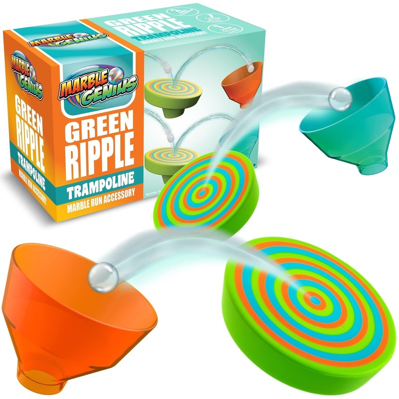 Marble Genius Stunts Trampoline Set: Includes 2 New Patented Trampolines And 2 Catch Buckets, Compatible With Other Marble Geniu