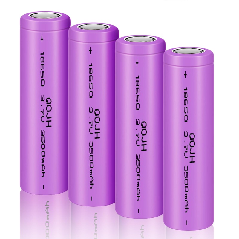 Qojh 4Pcs 3.7 Volt 18650 Rechargeable Battery, 18650 Battery 3500Mah Flat Top For Remote Control Toy, Headlamp, Led Flashlight,