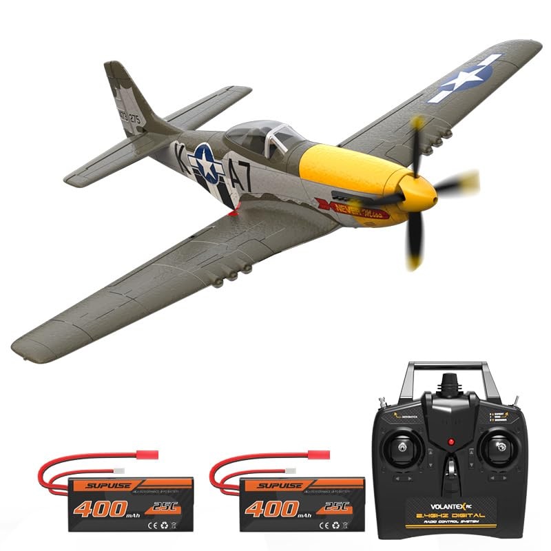 Rc Airplane Brushless P51D Mustang Rc Plane Ready To Fly Remote Control Airplane Fighter With 6-Axis Gyro, 3 Flight Modes & Aero